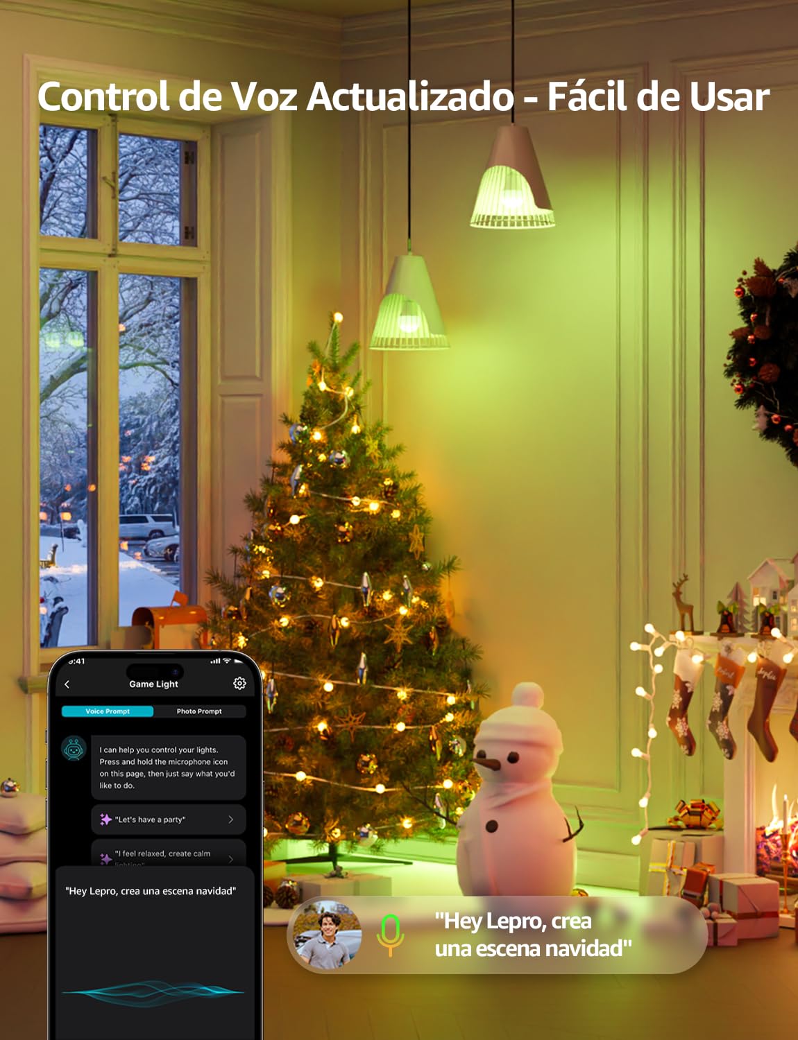 Lepro B3 AI Bombilla Inteligente Alexa, LED E27 12W RGB Regulable Bombillas, Wi-Fi Control de Voz y Sync de Música, Diseñador de Iluminación AI Personalizado, Funciona con Alexa, Google Home, 4Pcs