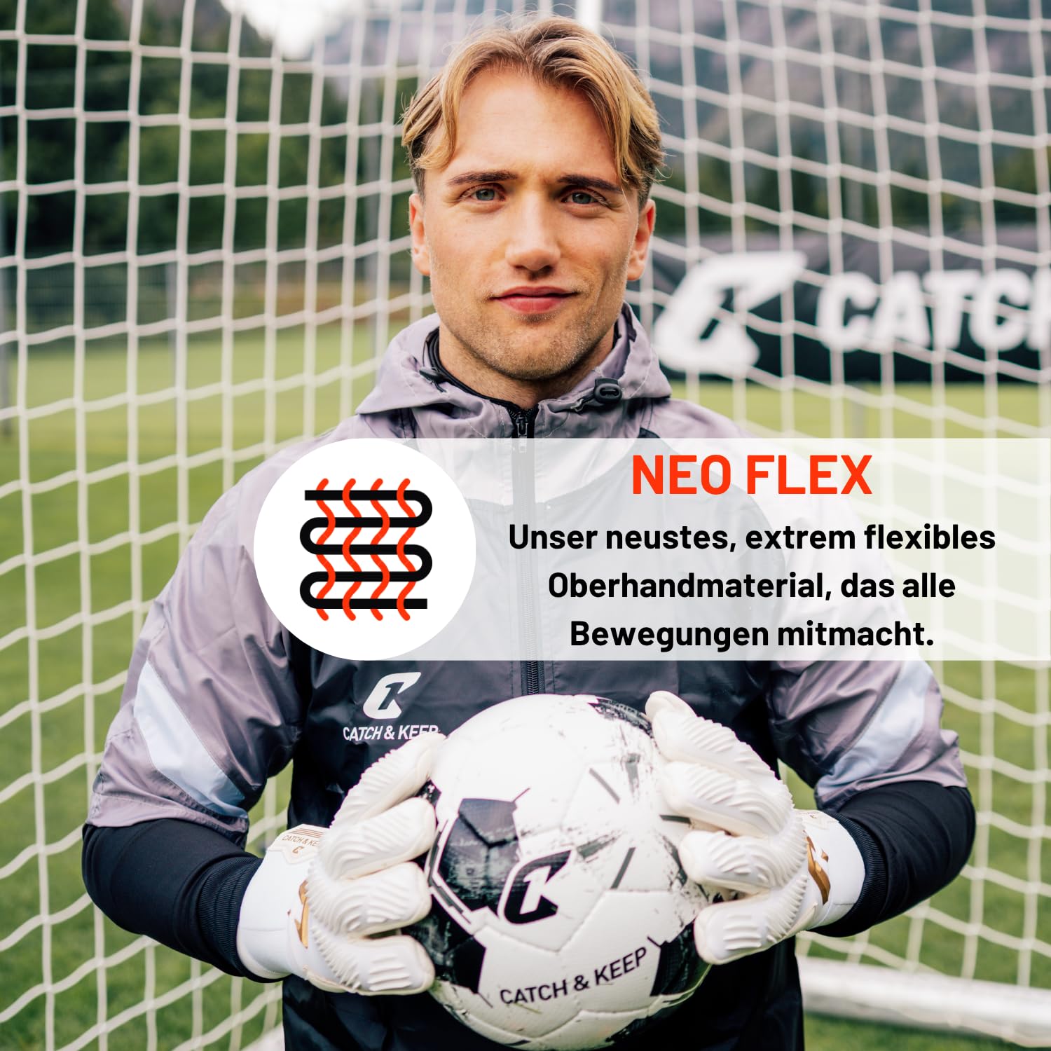 CATCH&KEEP Invictus Torwarthandschuhe | Profi Fußballhandschuhe für Erwachsene (Größe 7-11) | 4mm Viper Grip für Halt bei Regen & Nässe | Negativschnitt, elastische Bandage