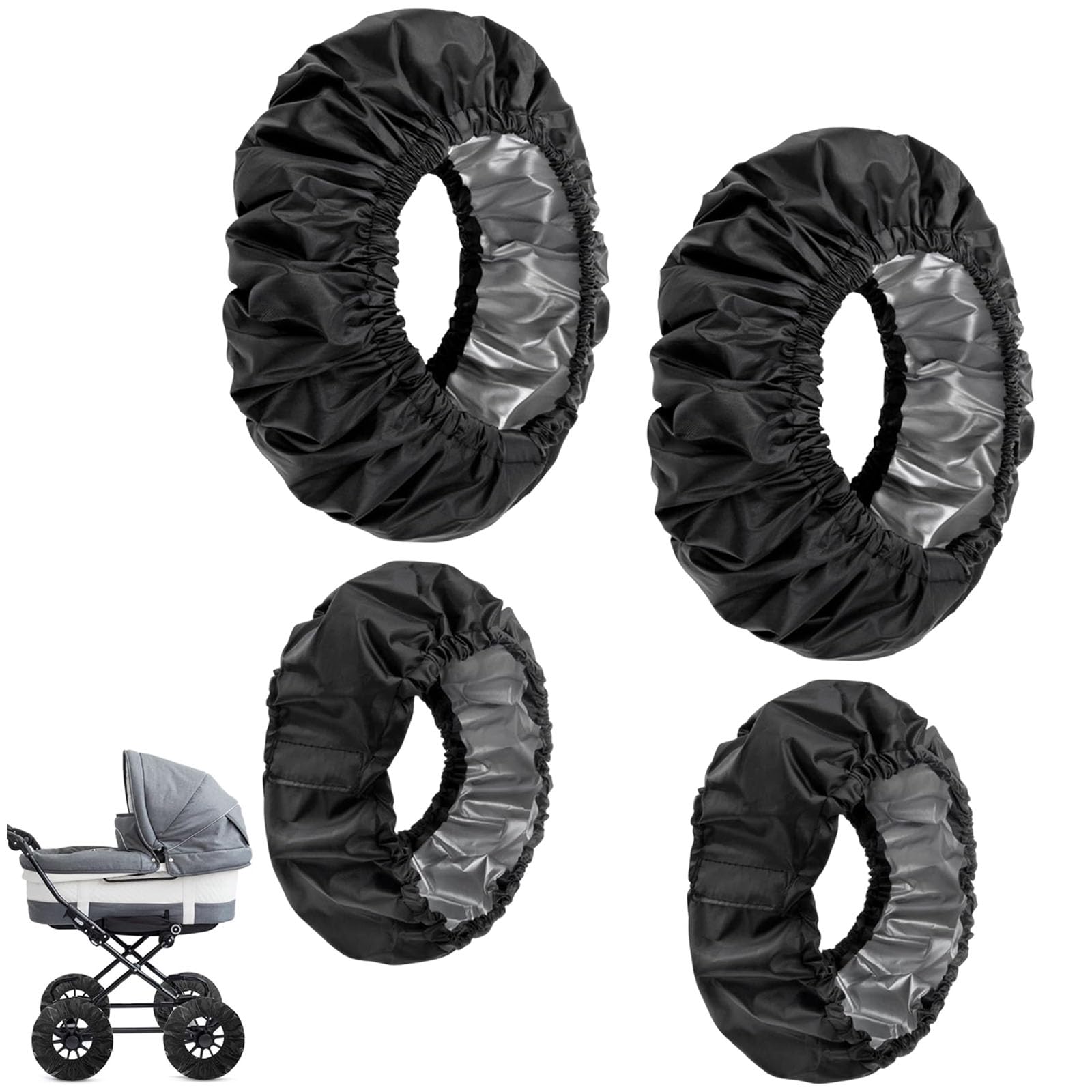 Binnan 4 Pezzi Copriruota per Passeggino, Passeggino in Tessuto Oxford Coprigambe Antipolvere, Accessori per Passeggino, Copriruota in Tessuto Oxford per Bambini Accessori
