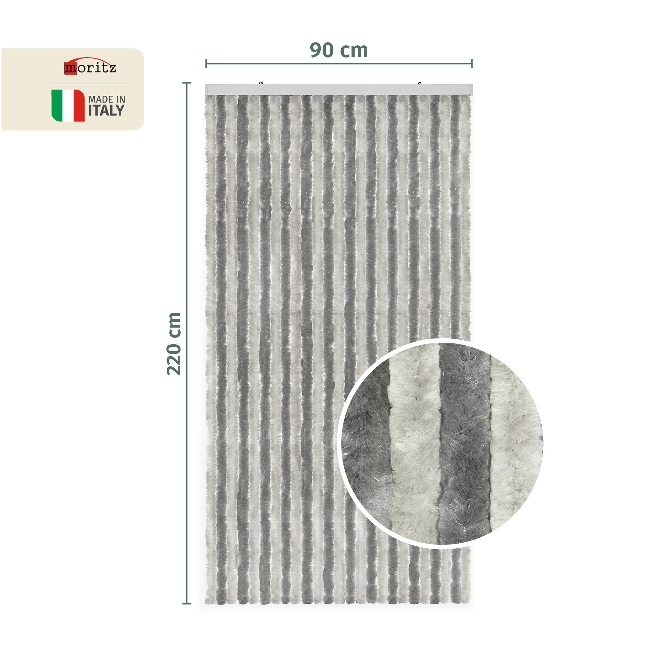 Moritz Tenda In Ciniglia Per Porta 90x220 Cm – Grigio – Zanzariera Per Campeggio, Roulotte E Casa