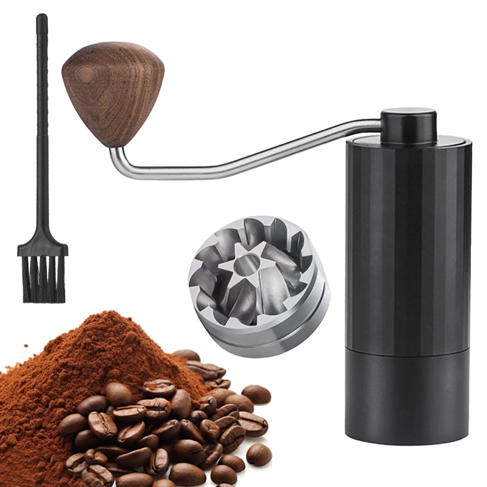 Molinillo de café manual ligero | Molinillo de café compacto | Molinillo de café de mano, molinillo de rebabas ajustable de acero inoxidable, molinillo cónico portátil para café molido fresco en | Preparador De Latte Para El Desayuno Para El Hogar Bar La