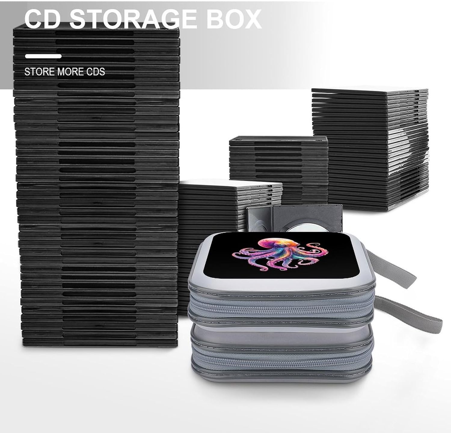 Colorful Octopuss CD Case Portable DVD Storage Box CD Wallet Holder Binder Organizer for Car Home