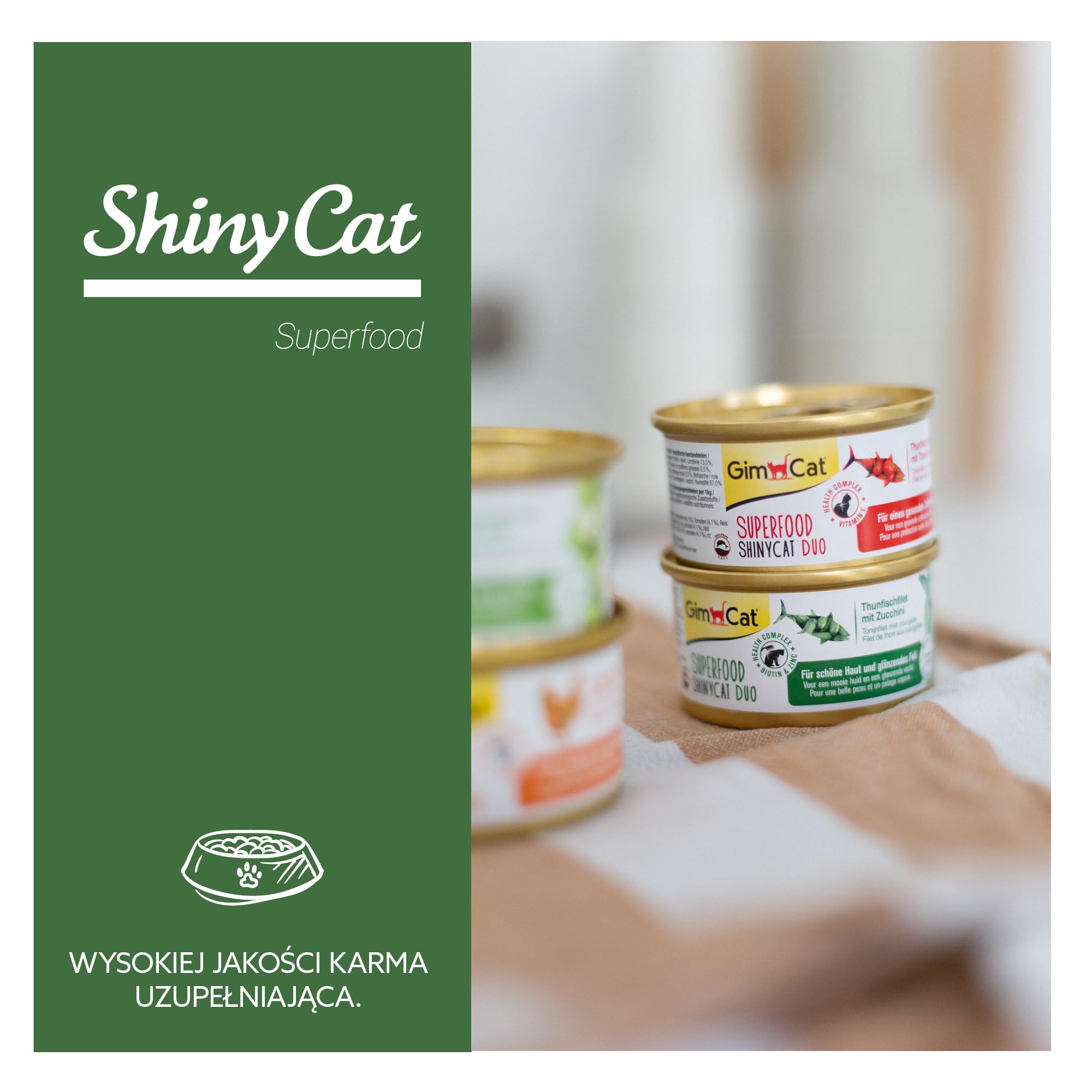 Gimcat Superfood Shinycat Duo Karma dla Kotów, Tuńczyk Z Cukinią, 24 x 70 g