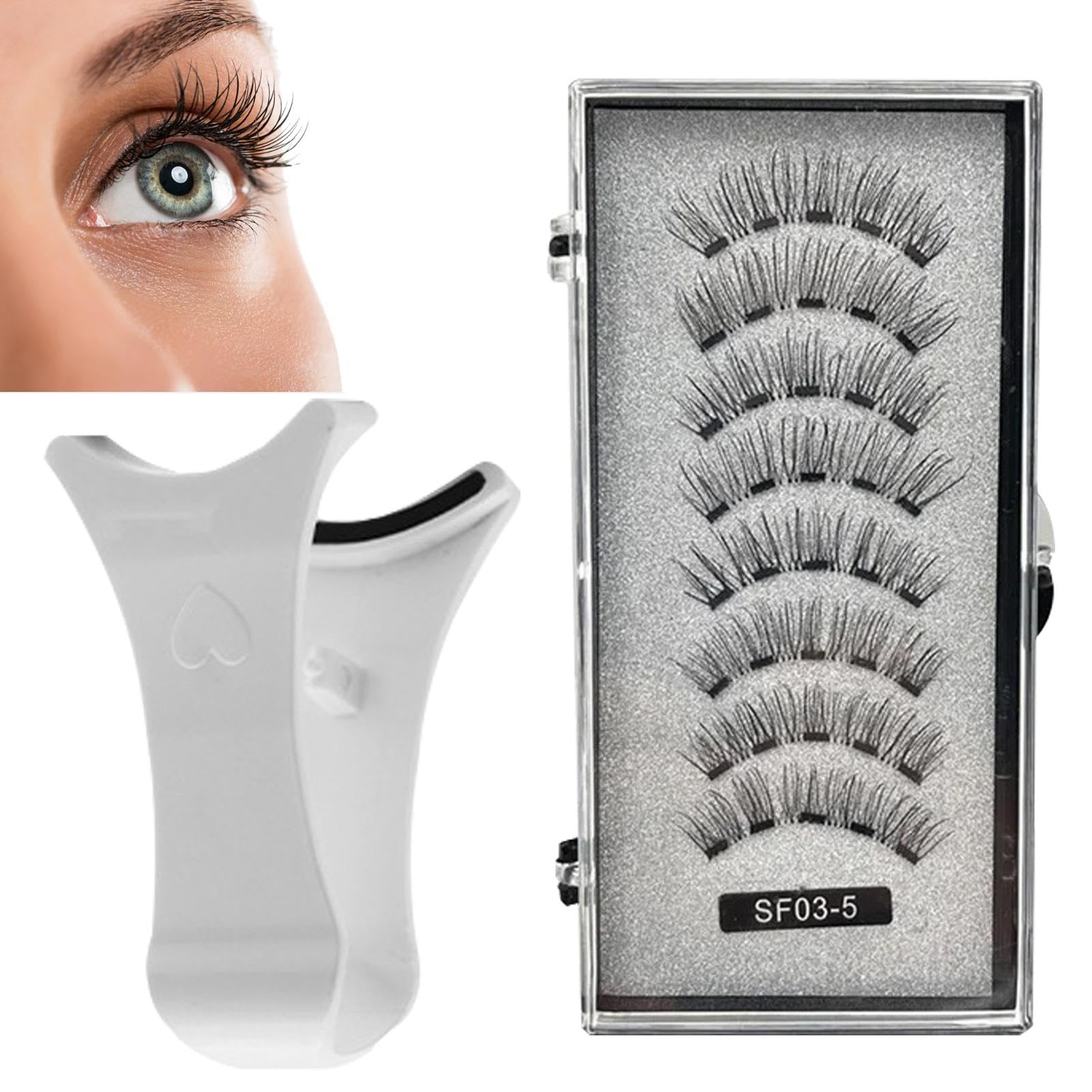 Kuxiptin Pestañas magnéticas, pestañas magnéticas reutilizables - Pestañas postizas con aplicador - Pestañas magnéticas con apariencia natural y aplicador. Magnéticas reutilizables