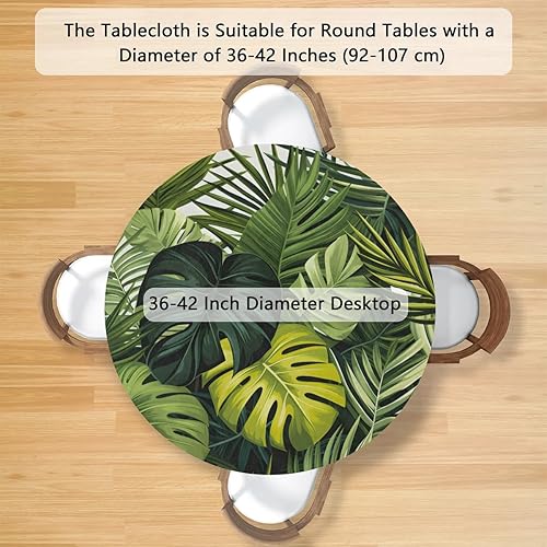 Vista 59 de Mantel redondo ajustable con borde elástico, mantel de hojas coloridas abstractas, impermeable, lavable, para mesas redondas, ideal para picnic