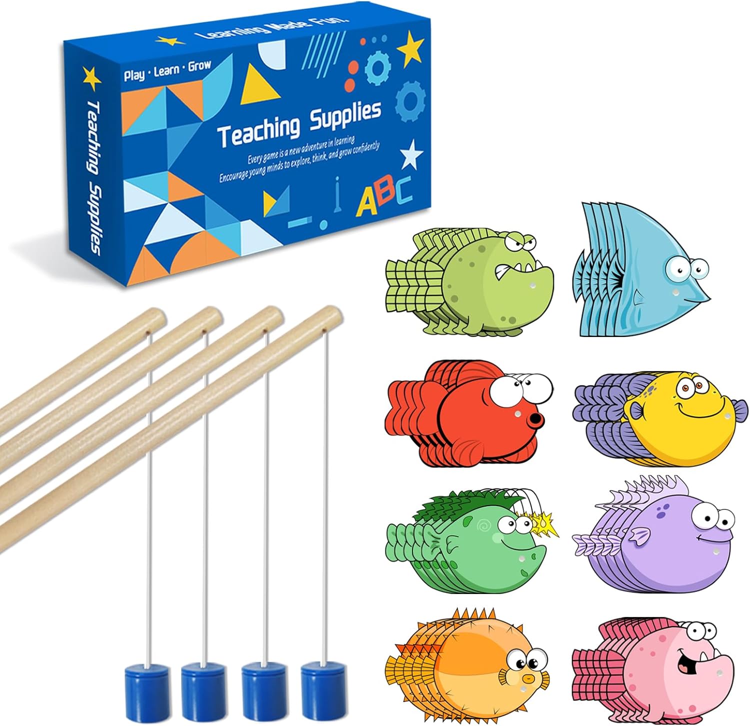 Magnetic Fishing Sight Word Games Large Size Dry Erase Cards DIY Alphabet Fish Catching Games Montessori Toys Sight Word Educational Toy