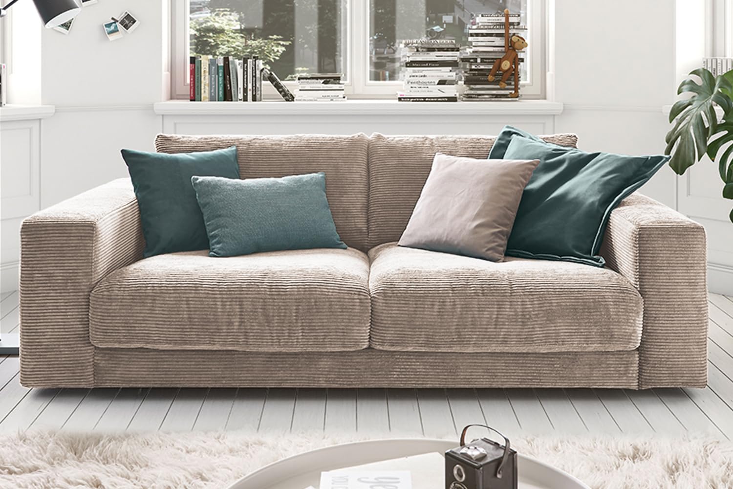 KAWOLA Big Sofa 2-Sitzer Madeline - Relaxsofa Taupe, Couch XXL, Megasofa, Gepolsterte Wohnlandschaft 230x60x120 BxHxT