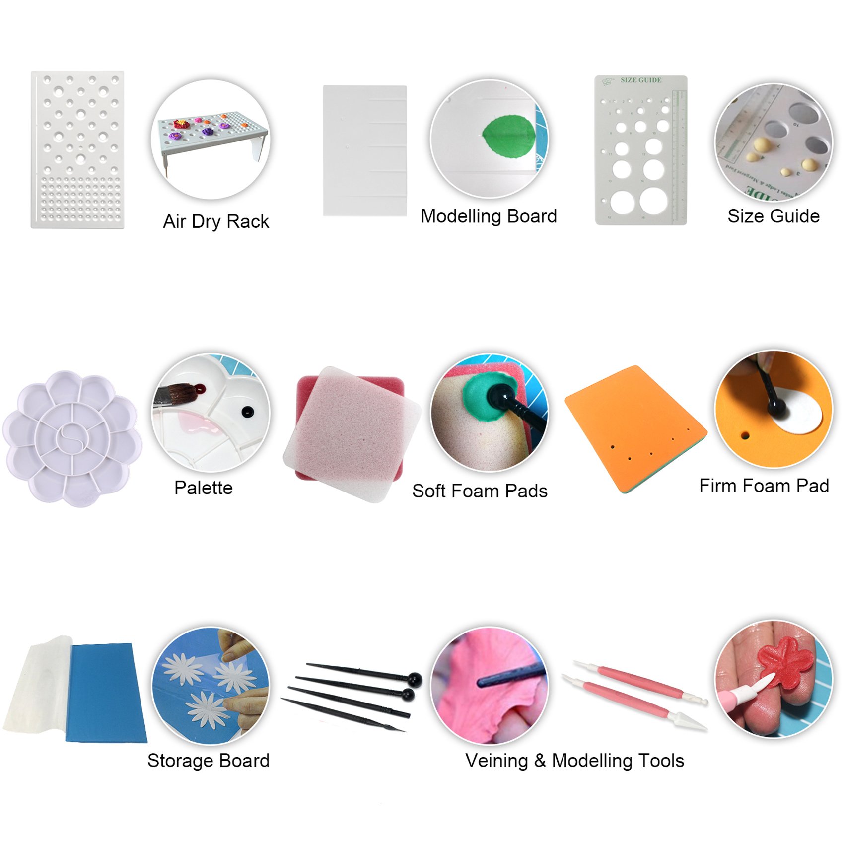 musykrafties Fondant-Blumenherstellung, Basis-Kits, 55-teilig, 23 Sets