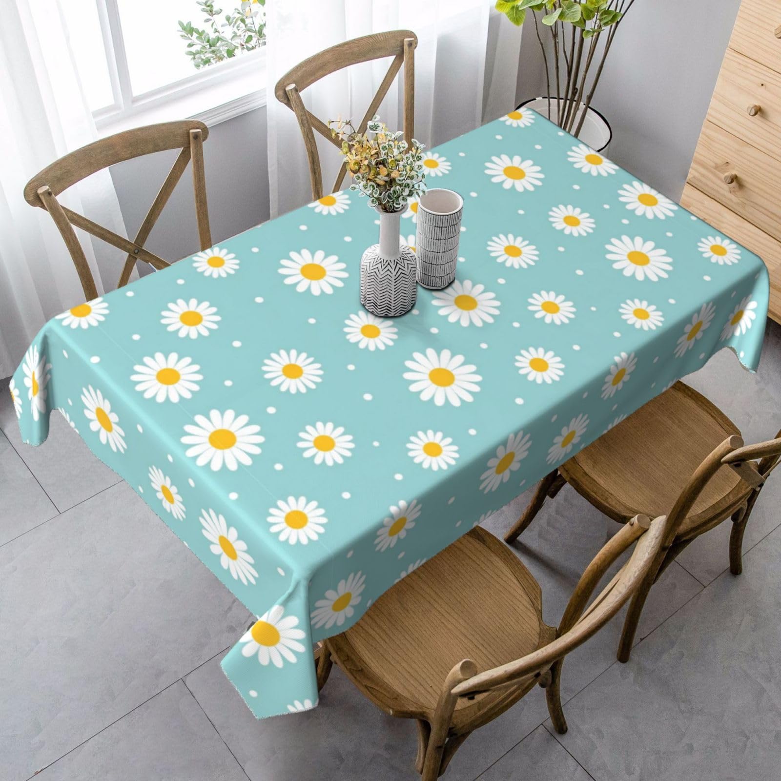 Nappe marguerite violette 137x183 housse table mariage décoration extérieur