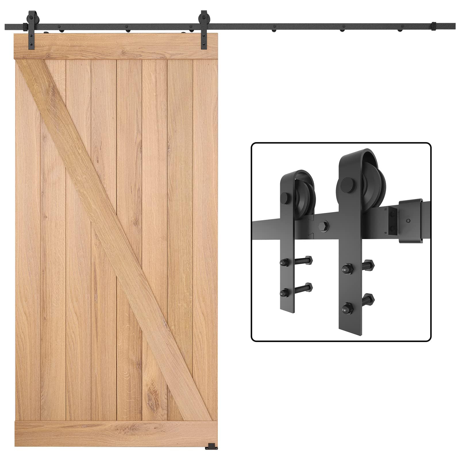 Barn Door Hardware Kit 5FT, Heavy Duty Modular Sliding Door Track Hardware Set for Interior & Exterior Doors — Amazon image 11