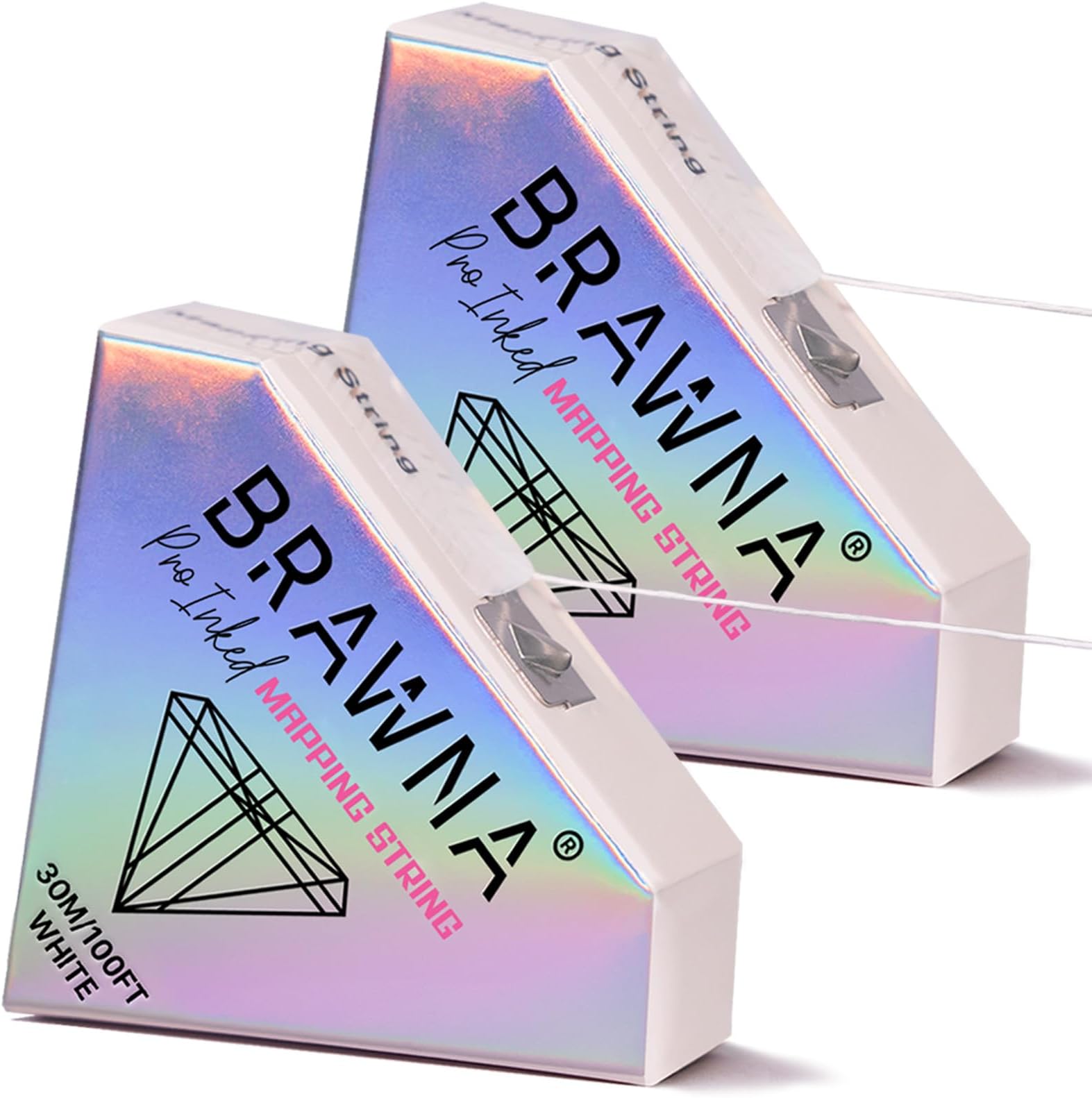 White Pre Inked String for Eyebrow Mapping - Microshading Supplies - Brow Tinting Kit - Eyebrow Measuring Tool - 2 Pack