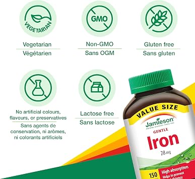Jamieson High Absorption Gentle Iron, 150 caps Value Size