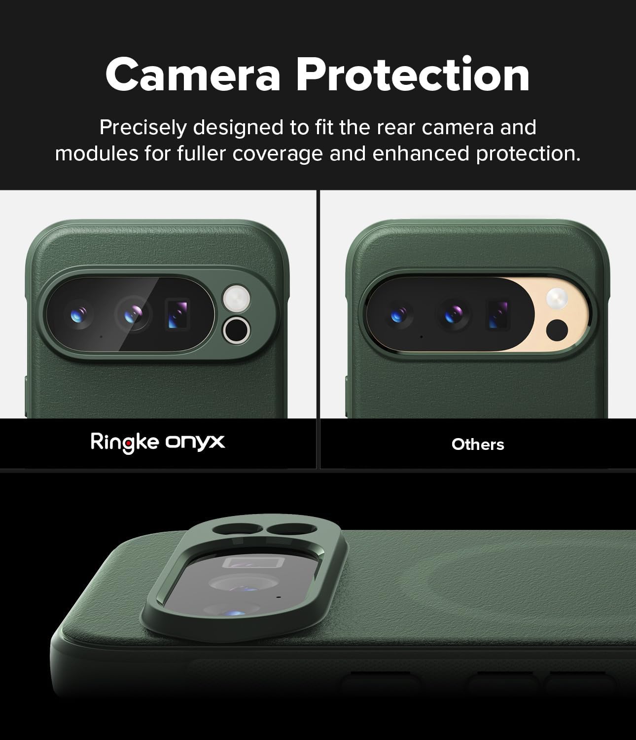 Ringke Bundle [Case + Camera Protector] for Google Pixel 10 Pro : Onyx [Magnetic Dark Green] + Camera Glass [2 Pack]