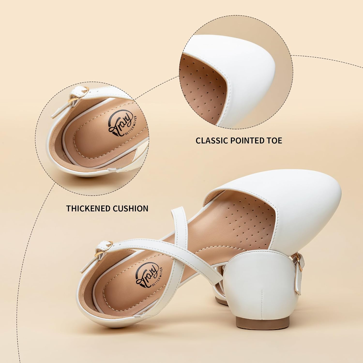 Trary Women's Flats, Black Flats for Women, Wide Width Dress Shoes for Women, Womens Flats, Pointed Toe Flats Ballet Flats for Women, Flats Shoes Women Dressy, Ankle Strap Flats,Closed Toe Flats,Flats - Image 6