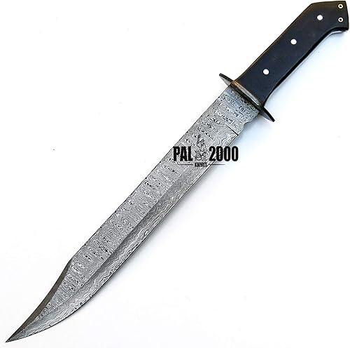 Miniatura 7 de Cuchillo de acero de Damasco hecho a mano de 24 pulgadas con funda - Cuchillo de caza hecho a mano Cuchillos largos de hoja fija el mejor cuchillo