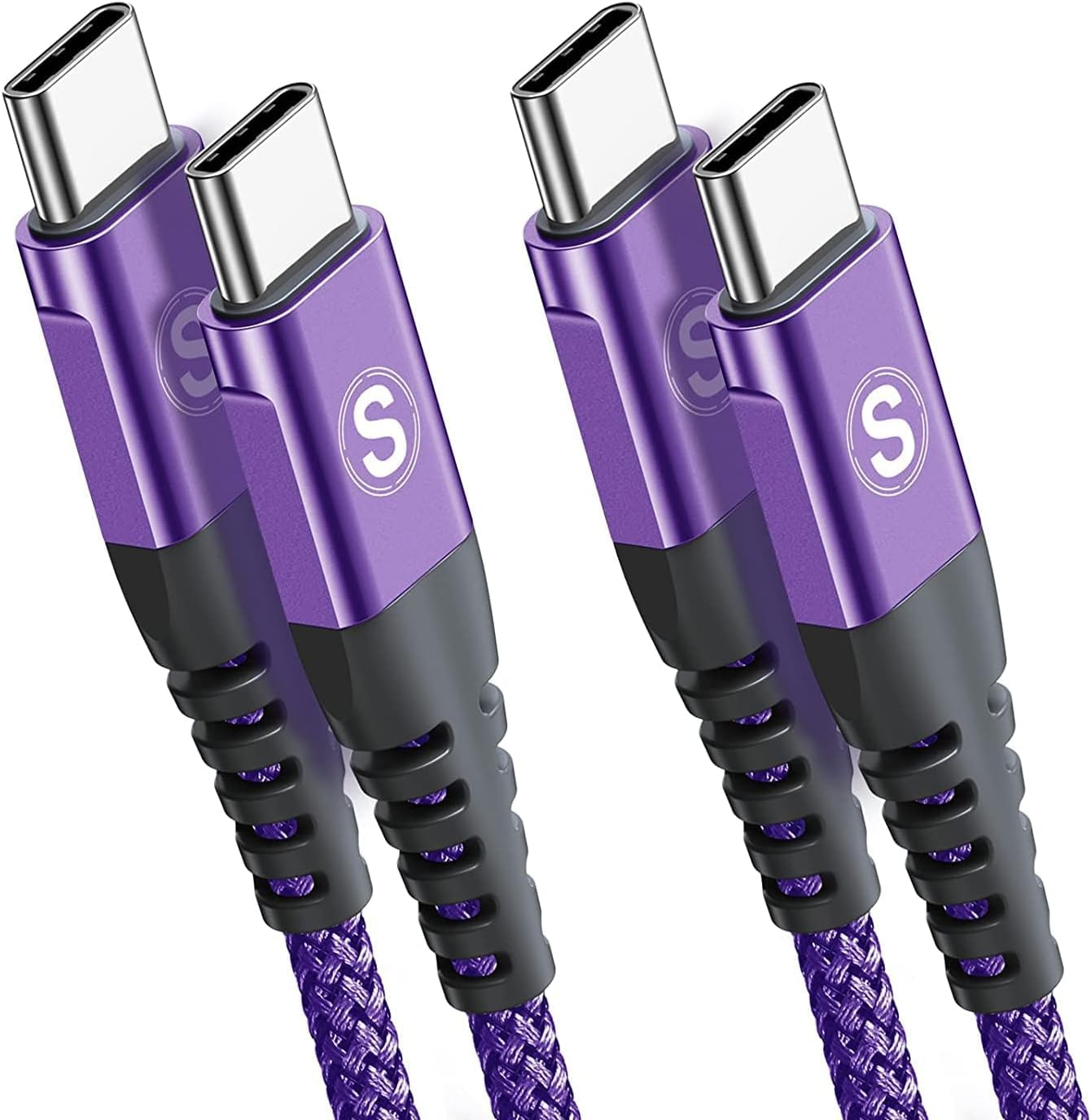 2 cavi da USB-C a USB-C da 60 W, 1 m, ricarica rapida, in nylon intrecciato, per iPhone 16, 15 Pro Pro Max, Samsung Galaxy S24, S23, S22, S21, Ultra, FE Plus, Note 20, iPad Pro, MacBook Air Pixel