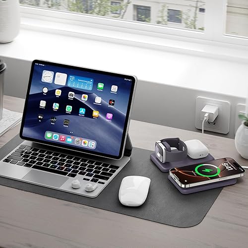 Miniatura 6 de Cargador inalámbrico para iPhone - Estación de carga 3 en 1 para dispositivos Apple, almohadilla de carga magnética de viaje para iPhone 15, 14, 13,