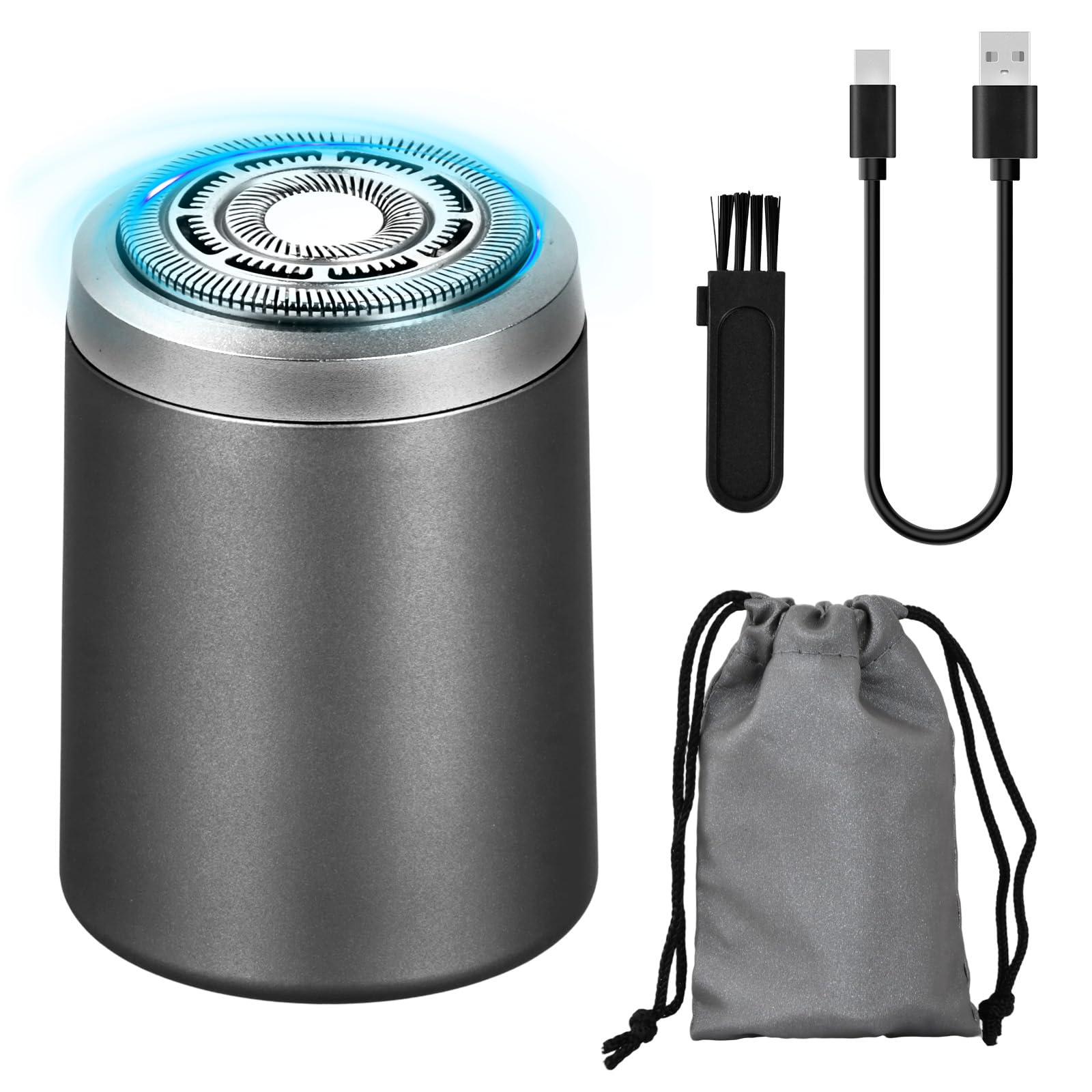 Mini Afeitadora Eléctrica Hombre En Seco y Húmedo, Recargable Máquina de Afeitar Barba, Afeitadora Rotativa Inalámbrica, Afeitadora Eléctrica Portátil, Afeitadora en seco y húmedo