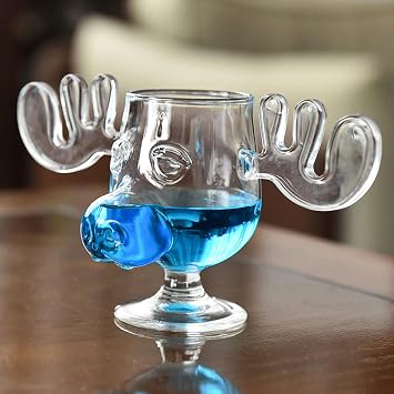 Christmas Moose Mug - 8 Oz Glass Mug, Vacation Movie Theme, High Temp Resistant Deer Antler Design