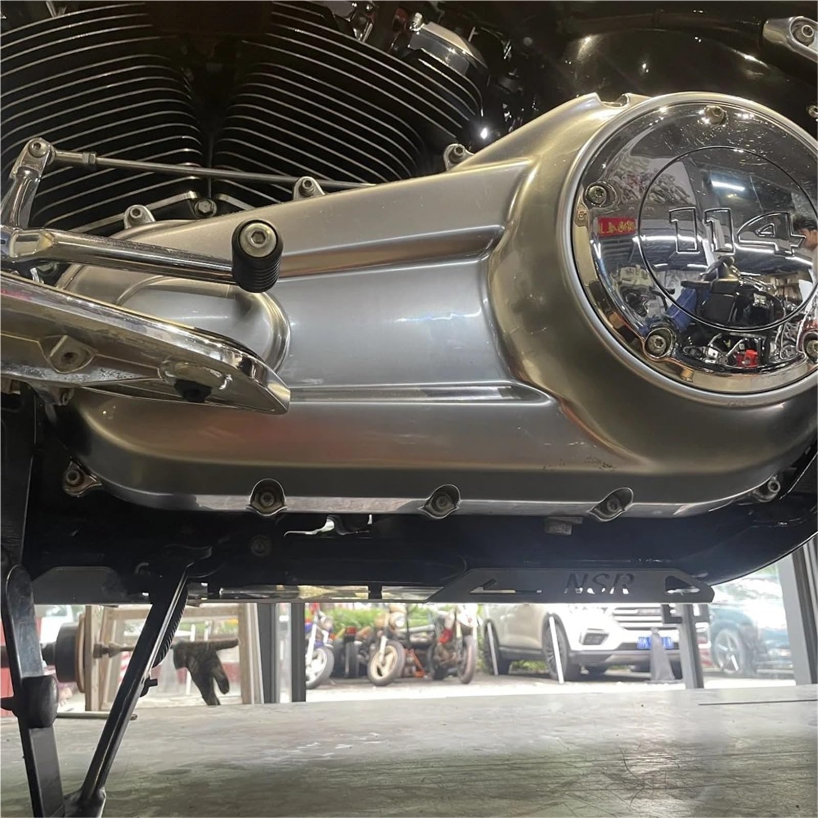 Osłona Podwozia Motocykla Do BLACKOUT FAT BOY 2018-2024 2023 Akcesoria motocyklowe Płyta podwozia Dolna podstawa silnika Podwozia Motocykla(Black)