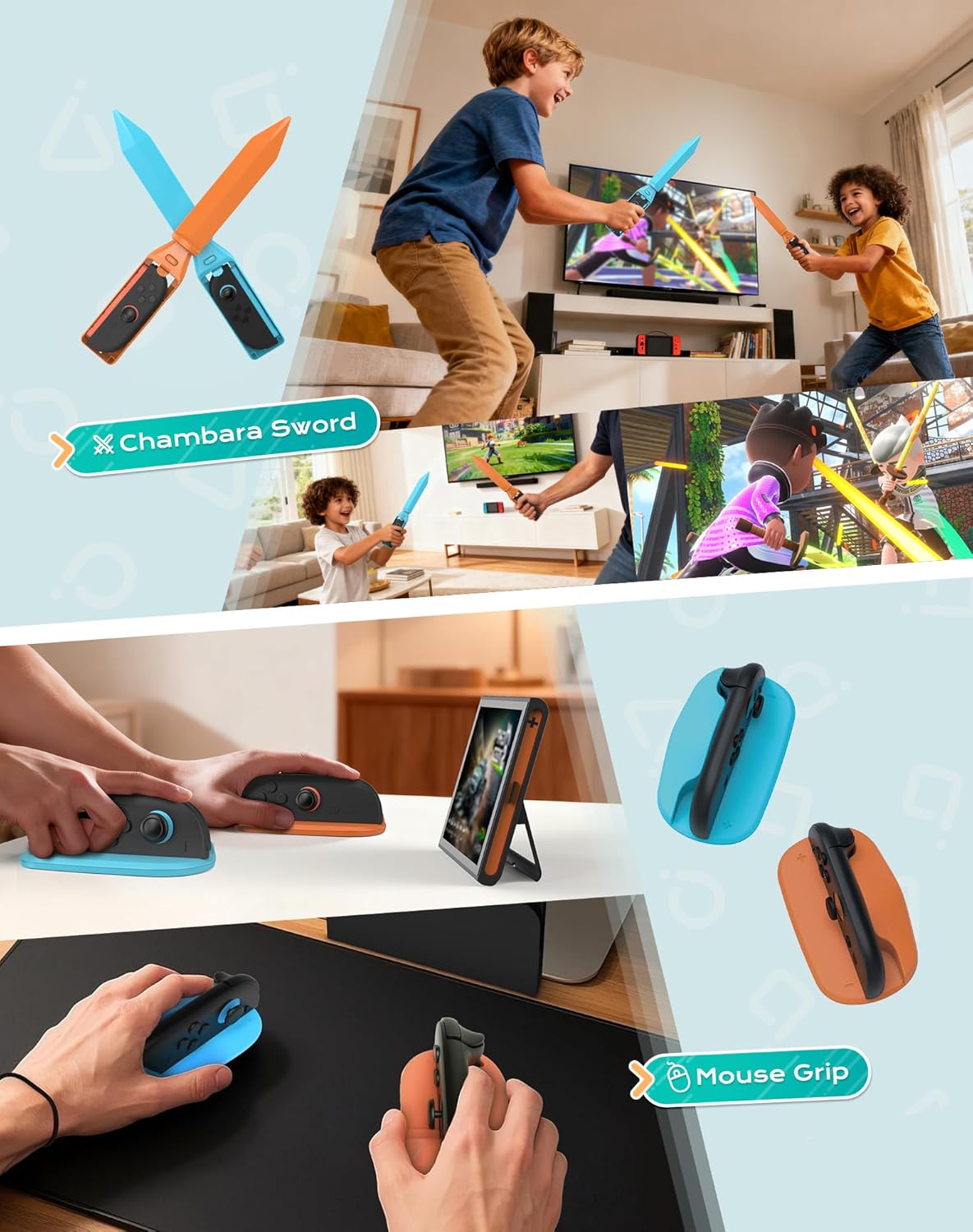 Uxilep Switch Sports Games Accessories Bundle for Nintendo Switch 2 (2025),25 in 1 Family Party Pack for Switch 2 Accessories Kit with Tennis Rackets,Golf Clubs,Chambara Swords,Leg Straps & Switch 2 Mouse - Image 6