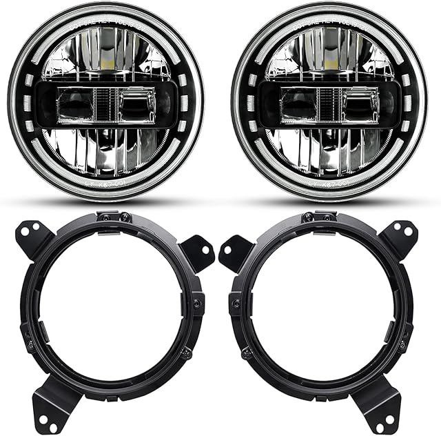AUDEXEN 7 Inch Headlight Black + JL Headlight Mounting Bracket