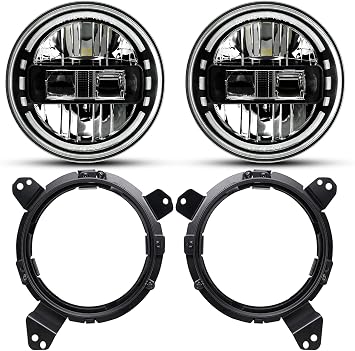 AUDEXEN 7 Inch Headlight Black + JL Headlight Mounting Bracket
