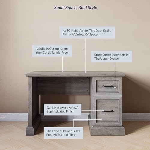 Miniatura 10 de BELLEZE Rhudi - Escritorio ejecutivo de 62pulgadas Marrón oscuro, Gris (Grey Wash), gris rústico, Roble rústico, Gris piedra