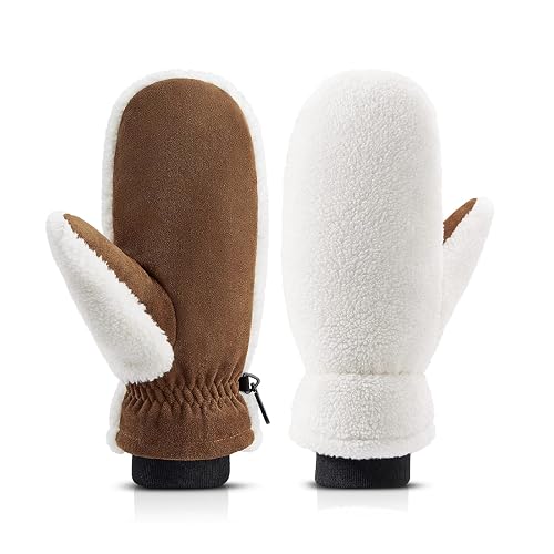 OZERO Winter Gloves Mittens for Women, Warm Thermal Windproof Fleece Lined Fuzzy Sherpa Gloves for Women