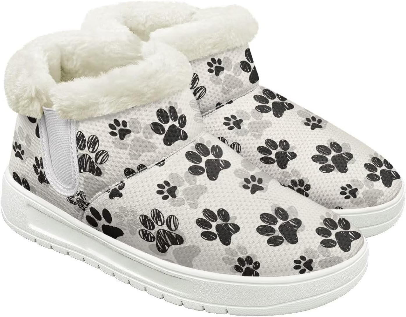 Womens Snow Boots Warm Fur Lined Winter Shoes Anti-slip Slip-on Ankle Booties Short Boots