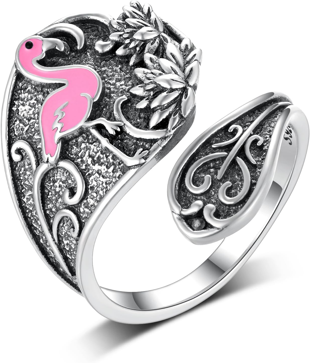 Spoon Rings for Women 925 Sterling Silver Hummingbird/Butterfly/Bee/Red Cardinal/Pink Flamingo Adjustable Thumb Rings Vintage Boho Antique Jewelry Gifts