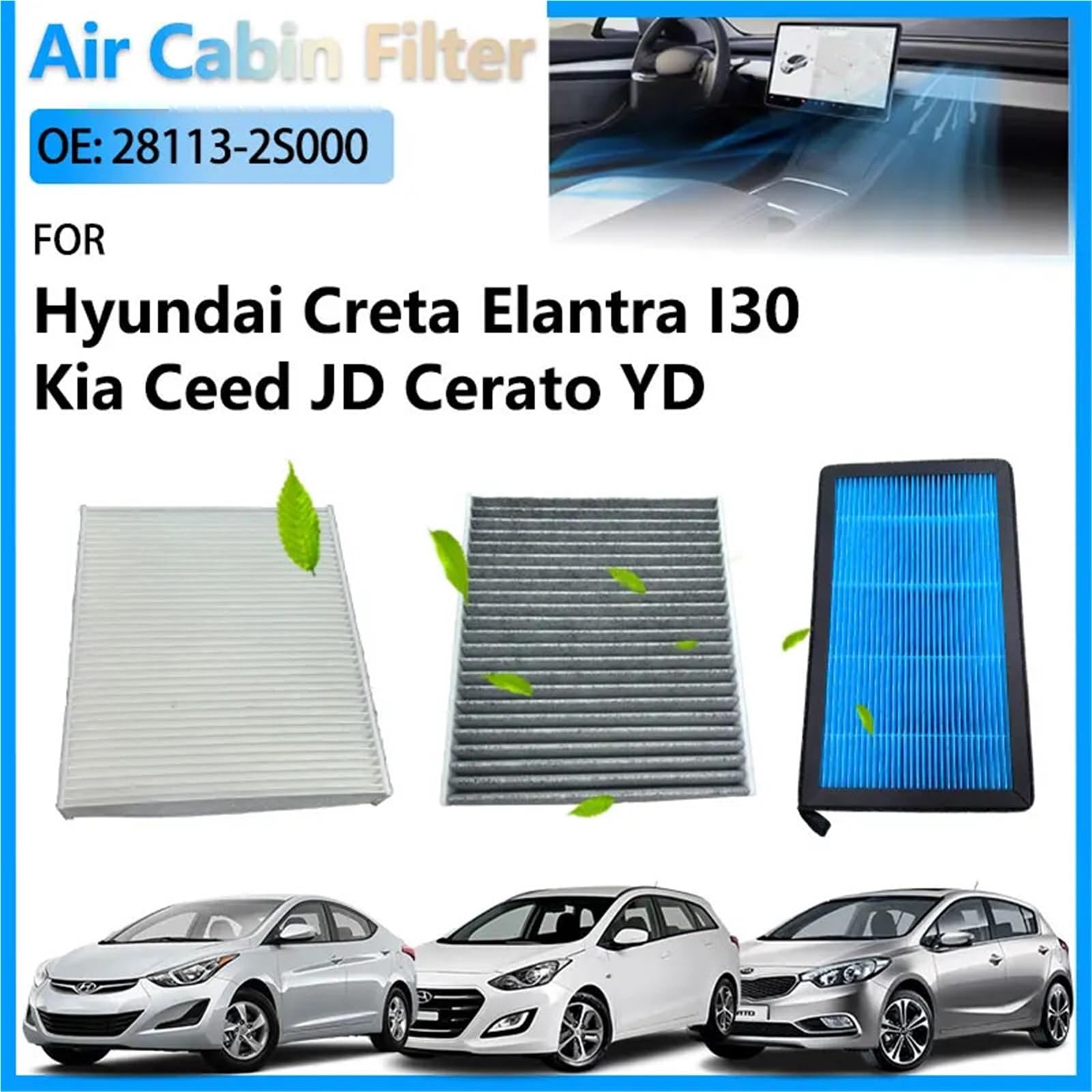 Filtr powietrza kabinowego Filtr kabinowy klimatyzacji pasuje do Hyundai Creta SU2 Elantra MD UD JK I30 GD Kia(Style C)