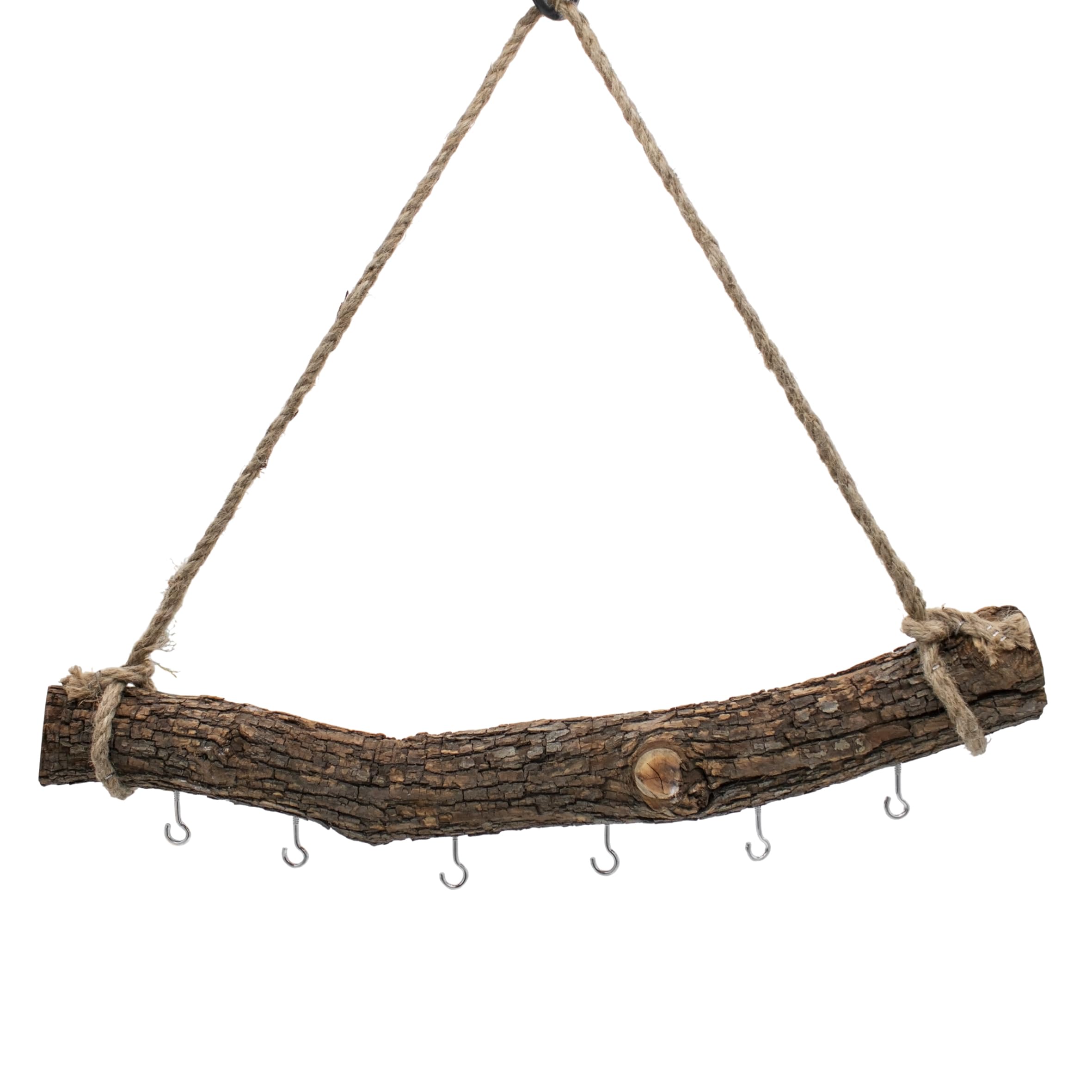 Holzast massiv zum Hängen – Naturholz-Ast 56 cm mit 6 Haken