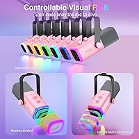 Vista 6 de FIFINE XLR Gaming Microphone USB, PC Dynamic Microphone Kit for Vocal, Recording, Podcast, Streaming RGB Mic with Headphone Jack, Mute Button, Boom