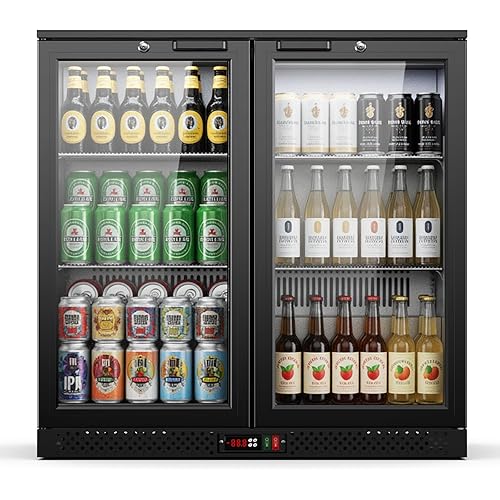 Upstreman 7.3 Cu.Ft Back Bar Cooler With 2 Glass Doors, Commercial Under Counter Beverage Refrigerator, Double-Pane Low-E Glass, Lockable Drink Fridge for Bars, Restaurants, Hotels & Home, BB73