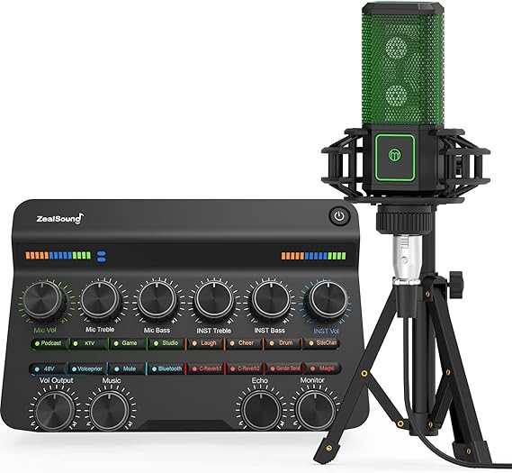 DJ controller, ZealSound DJ audio interface mixer W/Professional XLR Microphone Bundle, USB
