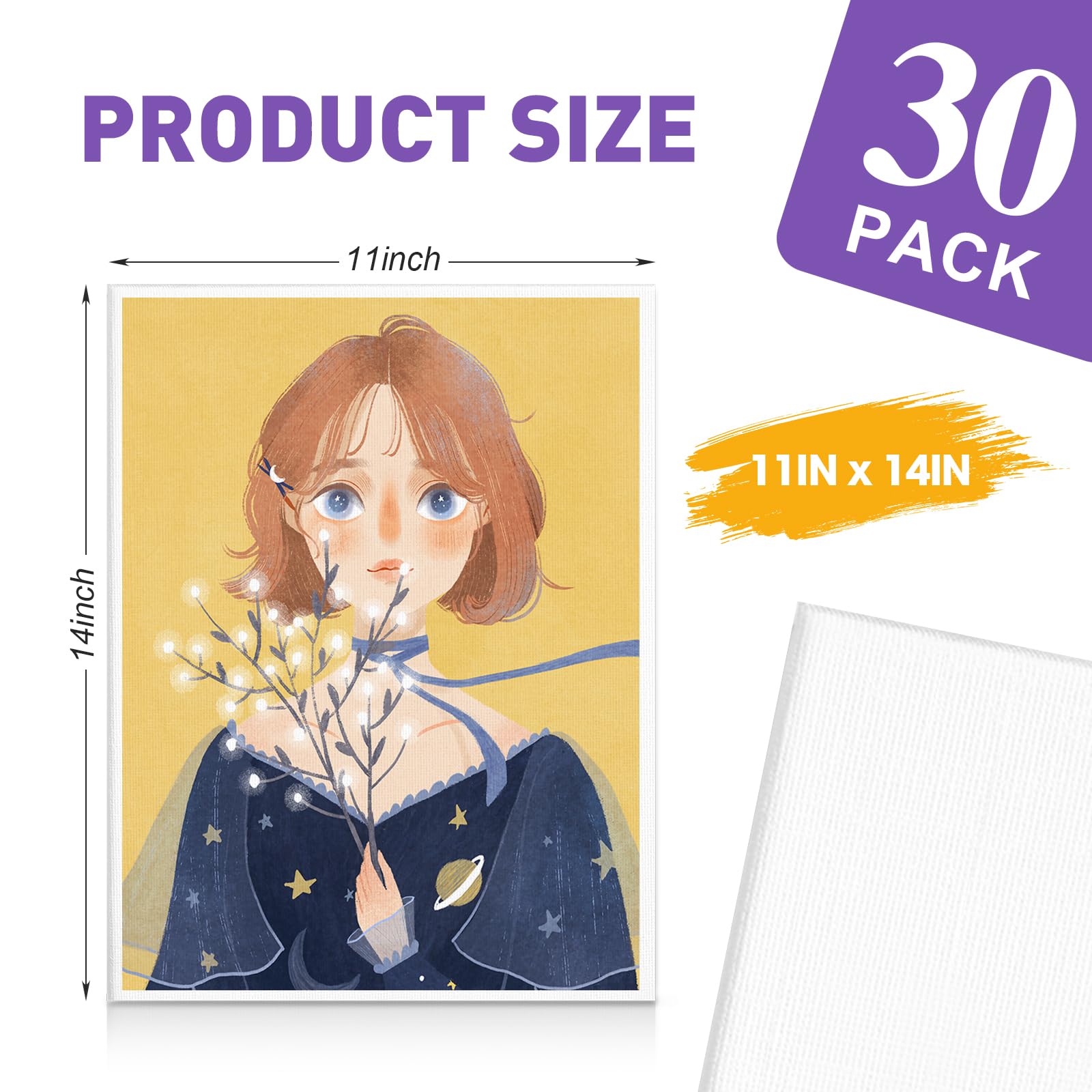 ESRICH Tableros de lona para pintar, paquete de 30 lienzos para pintar de 11 x 14 pulgadas, paneles de lona en blanco de algodón imprimados sin ácidos para pintura al óleo, acuarela, pintura acrílica,