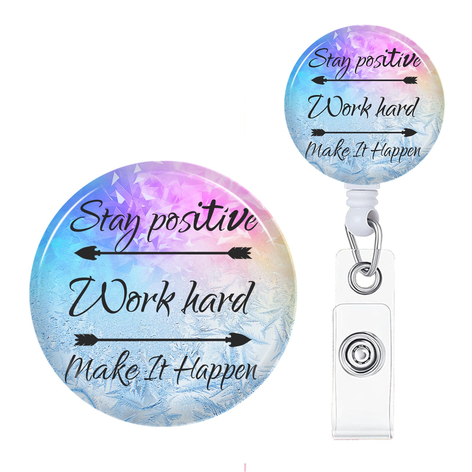 Work Hard Badge Reels Holder Retractable with ID Clip for Nurse Name Tag Card Nursing for Doctor Teacher Student Employee Office Medical Work