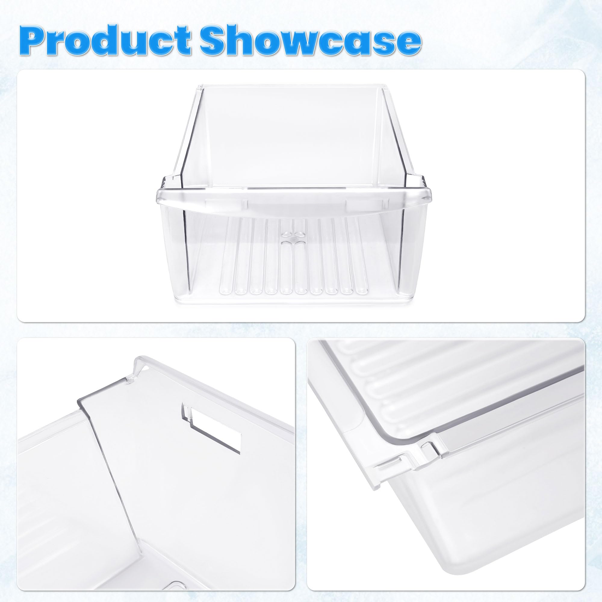 KUAFU 240351061 - Cajón para sartén compatible con Frigidaire para refrigerador, congelador AP4424911 240351005 240351062, plástico (PC), solo repuesto transparente