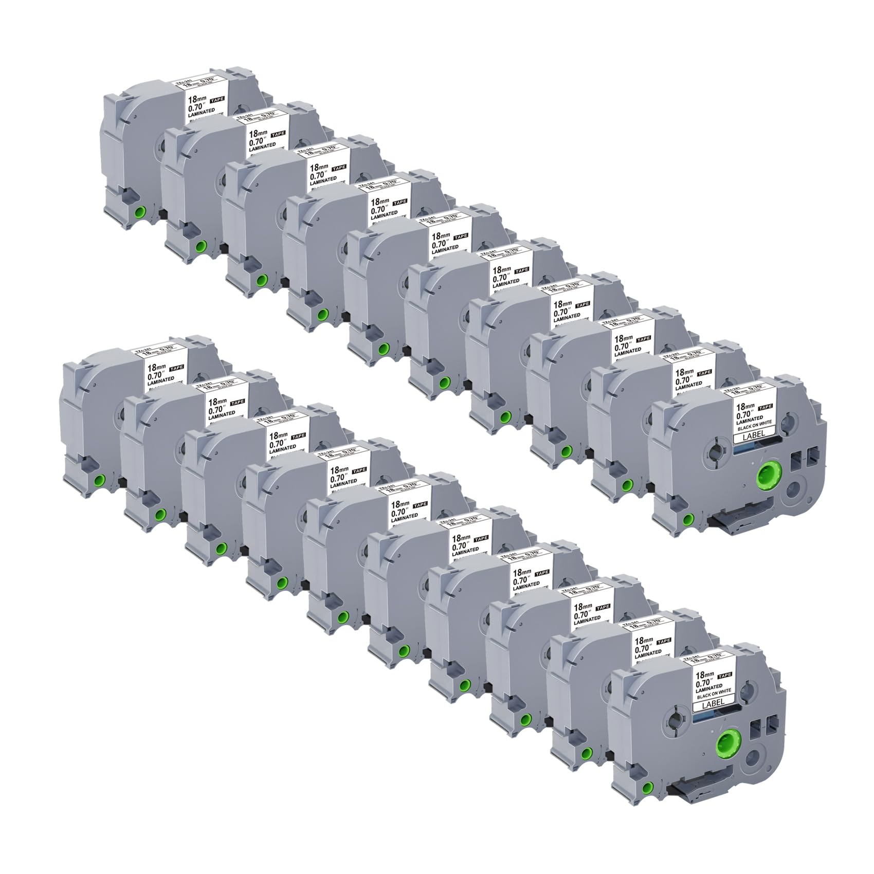 - 18mm 0.7 Laminated White Tape TZe-241 Compatible with Brother P Touch Label Maker PTD410 PT-D400 D610BT PT-D600 PT-2700 PT-1880, TZe Tz Tape 3/4 Inch, Black on White, 20 Pack