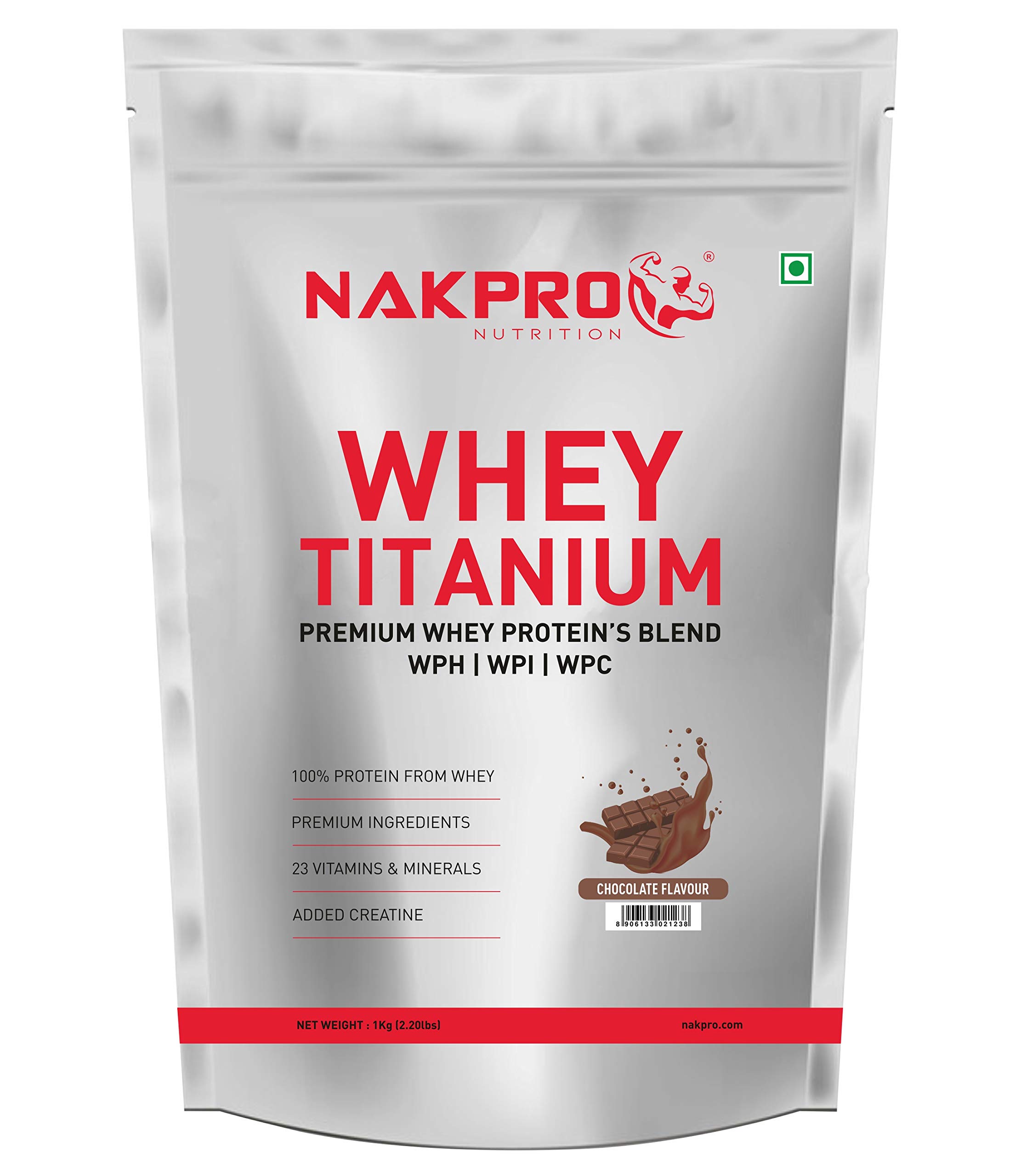 NAKPRO Titanium Tri Blend Whey Protein Hydrolyzed, Whey Protein Isolate & Whey Protein Concentrate | 24.04g Protein, 5.29g BCAA | Added Vitamins, Minerals & Creatine (1 Kg, Chocolate) (B098T1ZNNY) Amazon Price History, Amazon Price Tracker