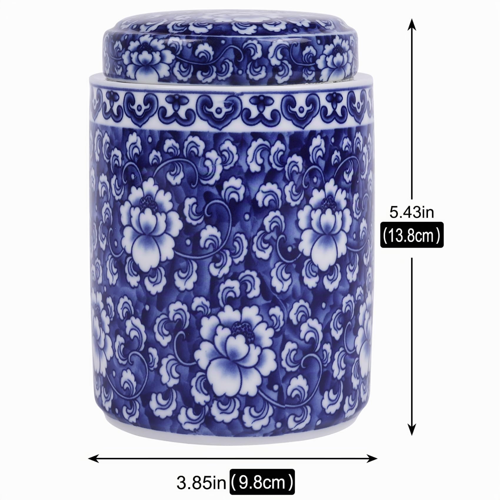 XINGYAN Pot à gingembre traditionnel chinois en porcelaine bleue et blanche, style Ming, design chinois