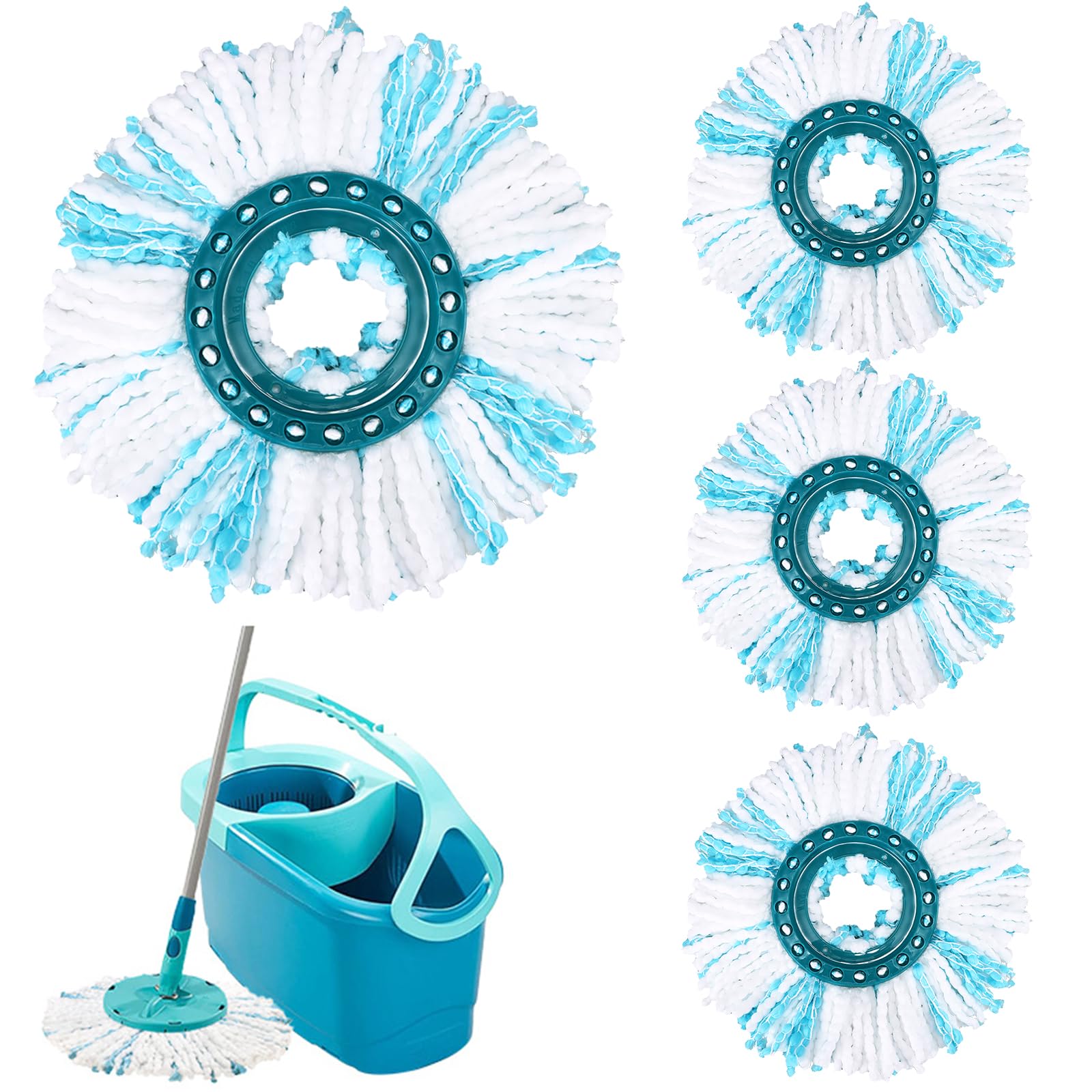 Pezzi Per Testine Di Ricambio Leifheit Clean Twist Disc Mop, Frange Di Ricambio In Microfibra Per Una Pulizia Efficace Delle Particelle 95764785
