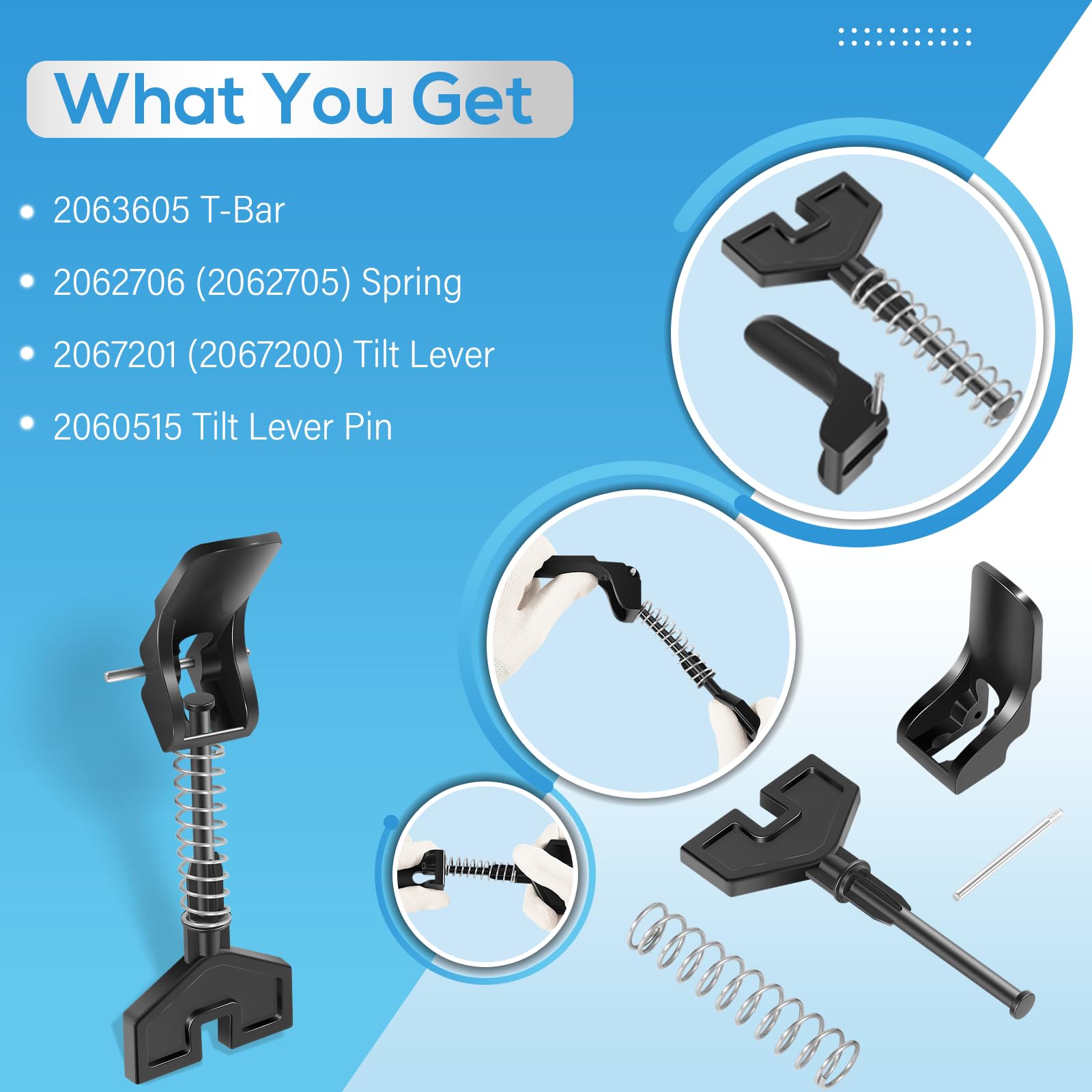 Bonbo 2063605 T-Bar 2067201 Leva Inclinabile 2060515 Pin 2062706 Kit Molla Adatto per Minn Kota, per Motori Trolling dal 1998 ad oggi (non adatto per Traxxis)