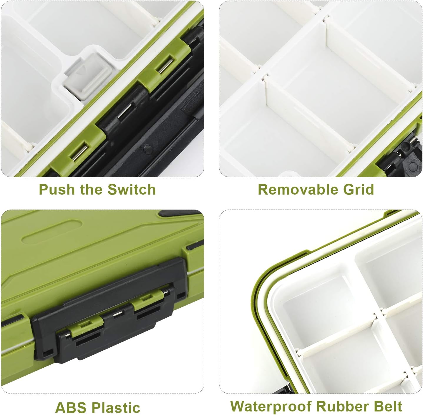 Uniwit Fishing Tackle Box Compact Waterproof Fishing Storage Box, Plastic Fishing Lure Box, Removable Grid Storage Organizer Making Kit for Fishing Lure/Hook Beads Earring Container Tool (Green) : Sports & Outdoors