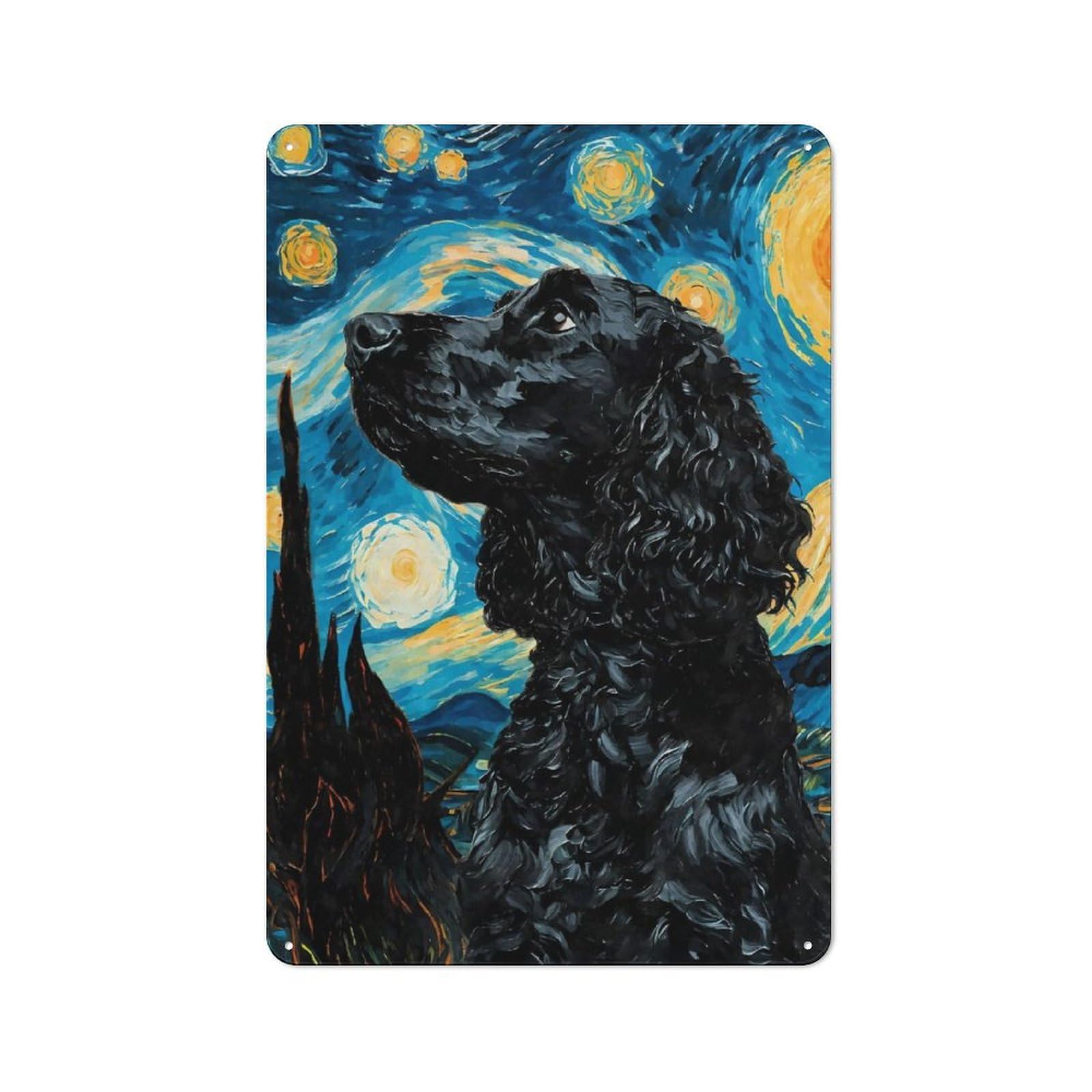 Junmoney Starry Cocker Spaniel Retro Metal Plaque 30X20cm For Bar Or Restaurant, Suited To Restaurant Interior Fans