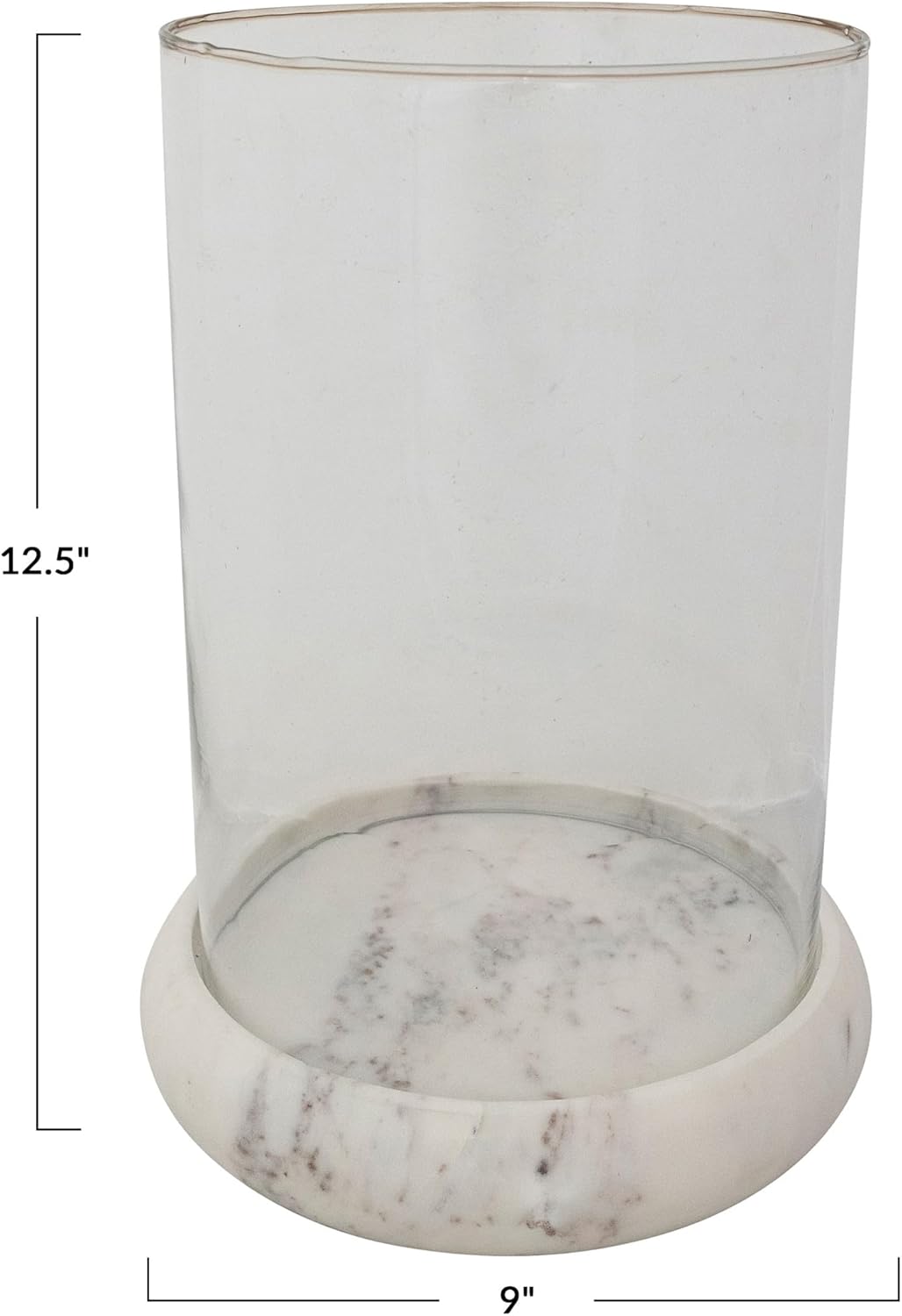 Creative Co-Op Glass Hurricane Candleholder with Marble Base, White