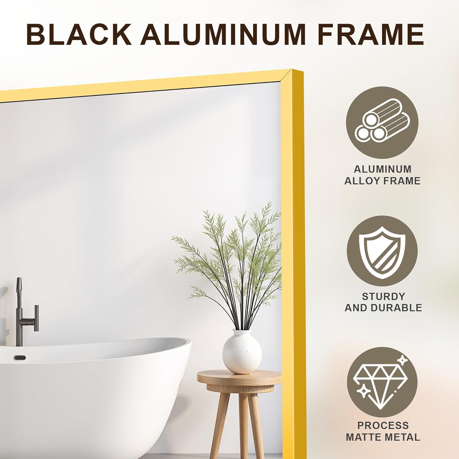 FICTOR Bathroom Vanity Mirror-Gold,60x36 Inch, Shatterproof & Anti-Rust, Wall Mount Large Rectangle Mirrors with Metal Frame for Over Sink, Bathroom, Bedroom, Living Room,Entryway