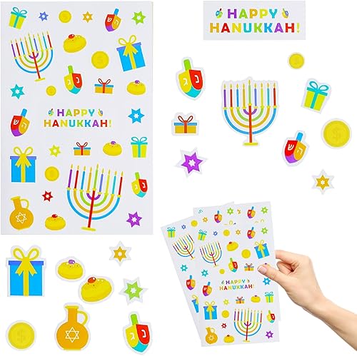 The Dreidel Company Calcomanías de Hanukkah Piezas de Calcomanías, ideales para artes y manualidades, decoración de Hanukkah, recuerdos de fiesta,