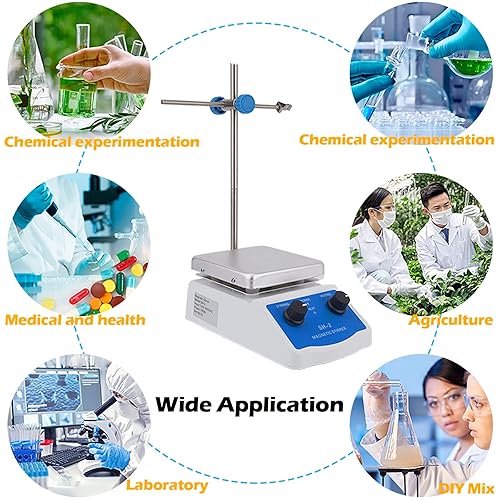 Miniatura 6 de Agitador magnético Mezclador de placa caliente 33.8 fl oz Capacidad de agitación Agitador magnético SH-2 Agitador magnético Placa de cocción de